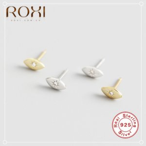 ROXI Europe Design Vintage Eye Shape Stud Earrings 925 Sterling Silver Cubic Zirconia Stud Earrings For Women Fashion Jewelry
