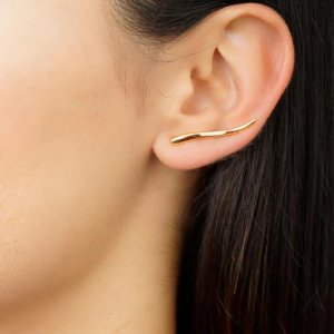 ROXI Minimalist 925 Sterling Silver Ear Climber Small Stud Earrings for Women Everyday Jewelry Simple Ear Cuff Long Ears Crawler