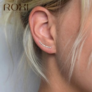 ROXI Minimalist 925 Sterling Silver Earrings Ear Crawlers Wedding Jewelry Trendy Geometric Ear Crawlers  Stud Earring Women Gift