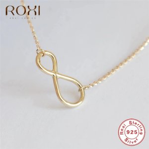 ROXI Personalized Infinity Pendant Necklaces for Women Choker Lucky Number Eight Long Chain Necklace 925 Sterling Silver Jewelry