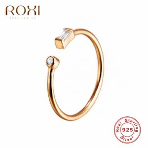 ROXI Simple 925 Sterling Silver Rings for Women Gift AAA Cubic Zirconia Rings Crystal Jewelry Adjustable CZ Open Midi Toe Rings