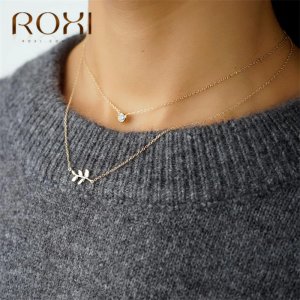 ROXI Small Round Crystal Necklace Pendant Clavicle Chain Necklace Women 925 Sterling Silver Necklaces Choker Statement Jewelry