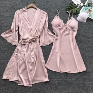 Silk Satin Kimono Robe Dressing Gown Wedding Bridesmaid Sleepwear Bathrobe Plus Size