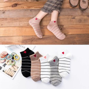 Socks for women 2019 new spring summer cotton stripes heart cute short socks female casual harajuku sock ladies sox meias