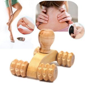 Solid Wood Full-body Four Wheels Wooden Car Roller Relaxing Hand Massage Tool Reflexology Face Hand Foot Body Therapy