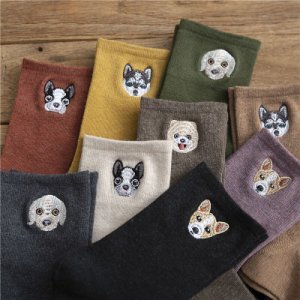SP&CITY Fashion Cartoon Dog Embroidery Harajuku Socks Women Winter Solid Casual Ankle Heap Socks College Style Comfortable Sox