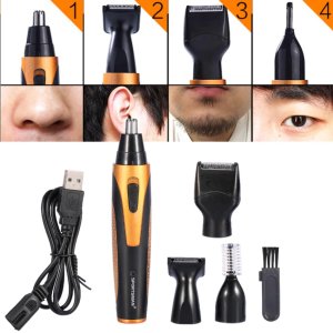 SPORTSMAN 4 In 1 USB Rechargeable Men Nose Ear Temple Hair Trimmer Electric Beard Eyebrow Hair Clipper Shaving Kits Hair Removal