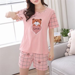 Summer Young Girl Short Sleeve Cotton Pajamas For Women Cute Nightshirt Casual Home Service Short Sleepwear M-2XL