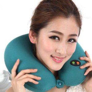 U Shaped Pillow Slow Rebound Memory Foam Pillow Travel Health Care Headrest Battery Operated Ergonomic Head Massage Neck Pillow