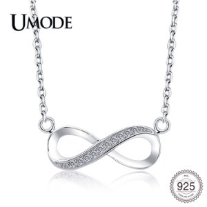 UMODE New 925 Sterling Silver Paved CZ Eternity Pendant Necklaces for Women Infinite Charm Zircon Necklace Jewelry Gifts ULN0477