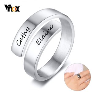 Vnox Adjustable Wrap Women Rings Personalized Ring  Stainless Steel Birthday Graduation Creative Custom Gifts for Girls
