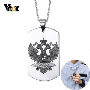 Vnox Assorted Russian Symbols National Icons 316L Stainless Steel Dog Tag for Men Personalize Classic Pendant Eagle Necklaces