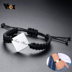 Vnox Casual Mens Handmade Braided Rope Chain Bracelets for Women with Personalize Engrave Custom Gifts for His and Her