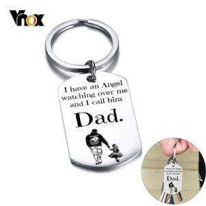 Vnox Classic Key Chain TO DAD Personalized Gift Glossy Stainless Steel Key Ring Customize Father's Day Gift