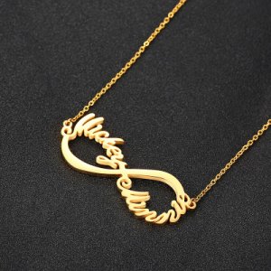 Vnox Custom 2 Names Necklaces for Women Solid Stainless Steel Rose Gold Tone Choker Couple Names Personalized Gift