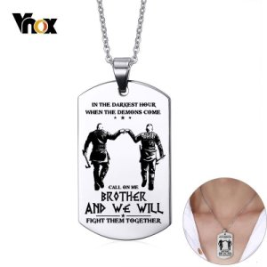 Vnox Customize 316L Stainless Steel Dog Tag for Men Viking Brothers Tough Man BFF Necklaces Gift for Him