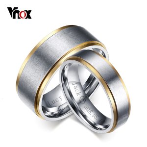 Vnox Elegant Customize Couple Rings for Women Men 6mm/8mm Wedding Bands Jewelry Stainless Steel Lovers Gift