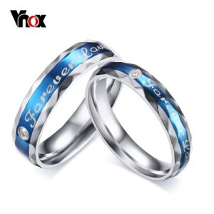 Vnox Forever Love Wedding Ring for Women Men Engraving Name Promise Gift US size