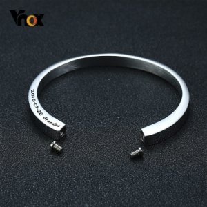 Vnox Free Custom Cremation Urn Bracelet For Ashes Hollow Stainless Steel Mens Cuff Bracelets Never Fade Women Bangle Jewelry