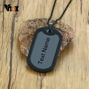 Vnox Free Custom Engrave Dog Tags Necklaces for Men Woman Jewelry High Polished Stainless Steel Pendant with 24