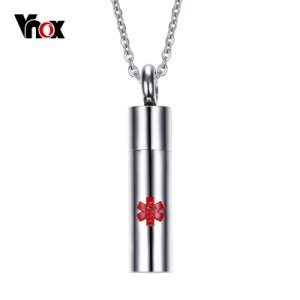 Vnox Free Personalized ICE Info Medical Alert ID Necklace Pendants Opened Jewelry 20
