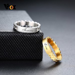 Vnox Mens Special Bar Chain Rings for Women Unisex Jewelry with Personalized Custom Engraving Words Love Logo Info