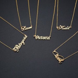 Vnox Personalized Name Necklace Custom Made Any Name Font Stainless Steel Metal Women Jewelry