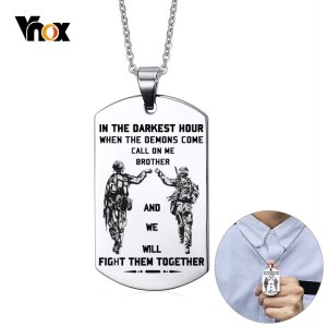 Vnox Personalized Stainless Steel Fraternal Dog Tag for Men Motorcycle Army Solier Brothers Tough Man BFF Necklaces Custom Gift