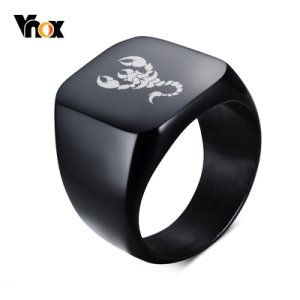 Vnox Punk Scorpion Biker Rings for Men Free Custom Engraving Stainless Steel Signet Men's Ring anel