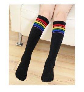 Warm Socks High Quality Thigh High Socks Over Knee Rainbow Stripe Girls Long Socks Girls Baby Stripe New Arrival
