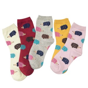 Women cute hedgehog pattern cotton socks female fashion animal print socks 5pairs/lot