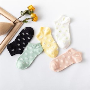 Women Flowers Patterned Cotton Socks Fashion Original Casual Comfortable Short Socks For Ladies Hollowed Out Breathable Sox
