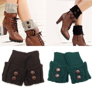 Women Knit Leg Warmer Short Boot Cuffs Buttons Crochet Boot Socks Knitted Gaiters Leg Warmers for Autumn/Winter
