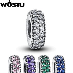 WOSTU 100% 925 Sterling Silver Inspiration Spacer Charm Beads Fit Original DIY Bracelet Pendant Authentic Jewelry Gift