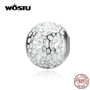 WOSTU 100% 925 Sterling Silver Radiant Round Charm Fit Original Bracelet Beads Brand Fashion Jewelry Gift CQC1245