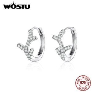 WOSTU 100% Real 925 Sterling Silver Winter Branch Earrings Hot Fashion Zircon Simple Design Earrings For Jewelry Gift CTE311