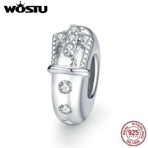 WOSTU Belt Buckle Spacer 925 Sterling Silver Silicone Stopper Fit Original Bracelet Charm Pendant DIY Jewelry Accessories CTC232