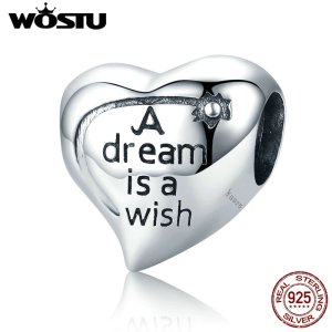 WOSTU Genuine 100% 925 Sterling Silver Dream is Wish Beads fit original WST Charm Bracelet Necklace Jewelry Gift CQC428