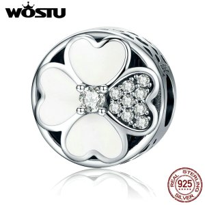 WOSTU High Quality 925 Sterling Silver Heart Petals Beads Fit Original WST Charm Bracelet DIY Jewelry Fine Gift CQC250