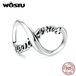 WOSTU Infinity Love Beads 925 Sterling Silver Best Friend Charms Fit Original Bracelet Pendant Friendship Jewelry Gifts CQC1344