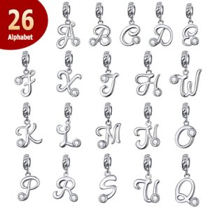 WOSTU NEW 925 Sterling Silver Alphabet Letter DIY Dangle Beads Fit Original Charm Bracelet Necklace For Jewelry Making CQC1183