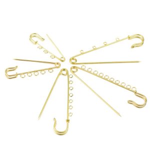 XINYAO 30 60 80 90mm Length Gold Iron Safety Brooch Pins With Loops Fitting DIY Brooch For Women Base Jewelry Making Supplies