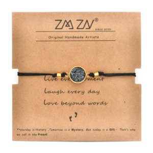 ZMZY Boho Round Shape Beads Crystal Druzy Bracelet Stone Drusy Adjustable Bracelet Rope Chain Ladies Bracelets Gift