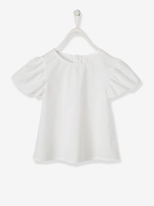 Blusa para niña con mangas anchas blanco claro estampado