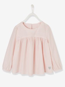 Vertbaudet - Blusa para niña con rayas irisadas rosa claro a rayas