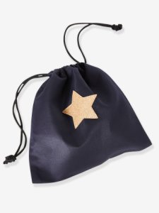 Bolsa para la merienda con estrella de brillantes para niña azul oscuro liso