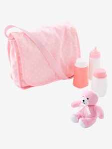 Vertbaudet - Bolso cambiador + accesorios para muñeca bebé rosa claro bicolor/multicolor