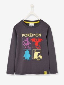 Camiseta de manga larga Pokémon® gris oscuro liso con motivos