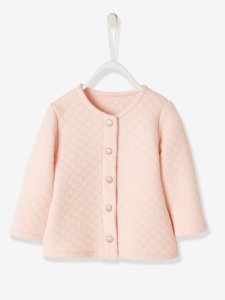 Vertbaudet - Chaqueta de punto estilo acolchado, para bebé niña rosa claro liso