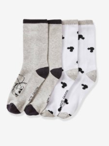 Lote de 2 pares de calcetines Mickey® gris medio liso con motivos